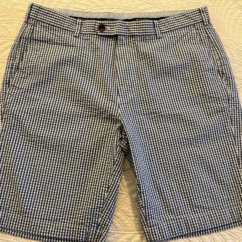 BROOKS BROTHERS SZ 38 FLAT FRONT GENUINE SEERSUCKER BERMUDA SHORTS